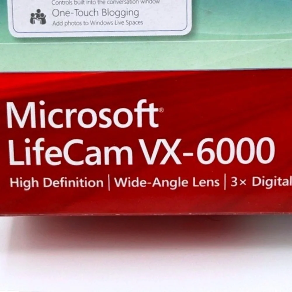 Microsoft LifeCam VX-6000 HD Webcam Wide-Angle Lens 3x Zoom Silver New In Box